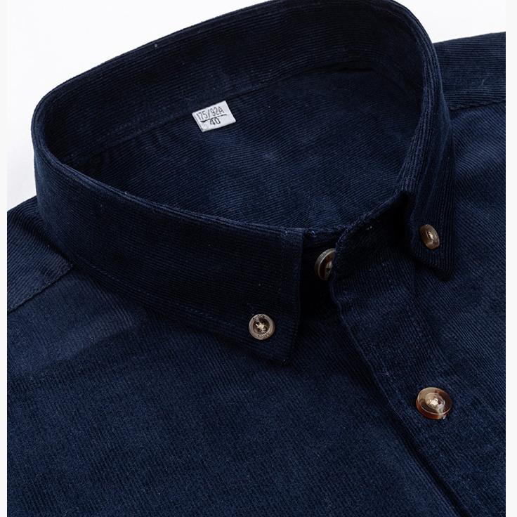 Вельветовая зимняя рубашка из 100% хлопка для мужчин, теплая, с длинными рукавами, стандартная посадка, легкая в уходе, удобная мужская офисная уличная одежда, однотонная