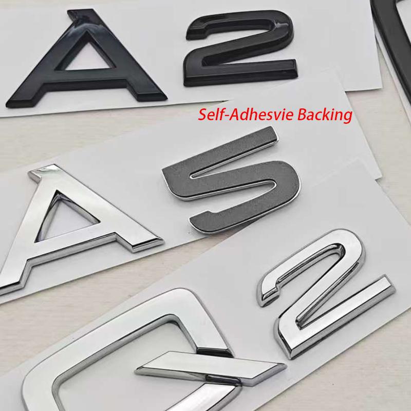 3D ABS Car Letters Logo A1 A2 Q2 Rear Trunk Badge Sticker Decals For B A1 A2 Q2 Auto Tail Marking Accessories