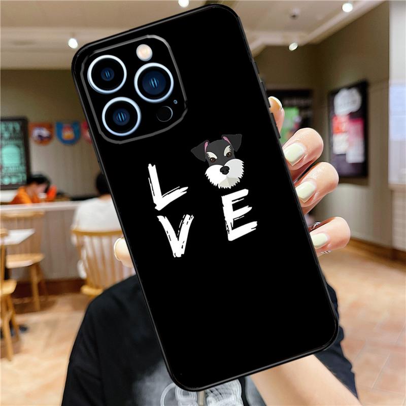 Schnauzer Puppy Dog Art Case For iPhone 18 17 Pro Max 16 15 14 11 12 13 Mini Plus 16e 17 Air Bumper Cover Accessories