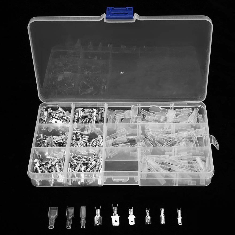 270pcs Male  Female Spade Crimp Terminal Connector Kit With Insulated Sleeve