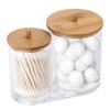 Makeup Cotton Pad Organizer Bathroom Storage Box For Cotton Swabs Cosmetics Jewelry Makeup Remover Pad Container with Bamboo Lid