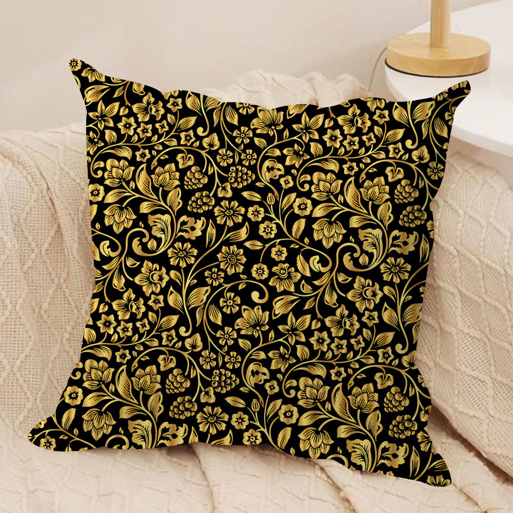 Gold European Style Retro Cushion Cover Silky Short Plush Invisible Zipper Dustproof Sofa Pillow Case for Home Decor
