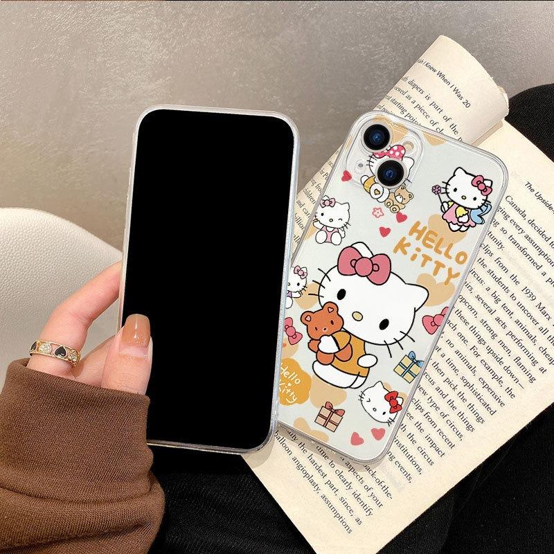 HelloKitty прозрачный и простой Apple 16ProMax уникальный красивый iPhone15 Pro девчачье ощущение супер горячий