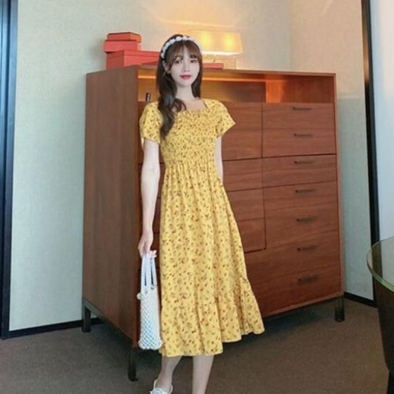 Shop Women Smock Banding Floral Long Dress Won Wdr Wd09a92