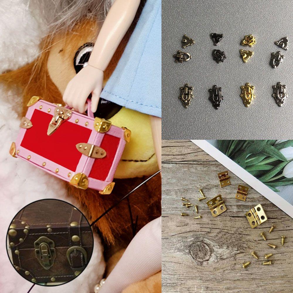 Manual Luggage Trunk Lock Dollhouse Metal Crafts Box Case Corner Suitcase Protector Doll Bags Parts