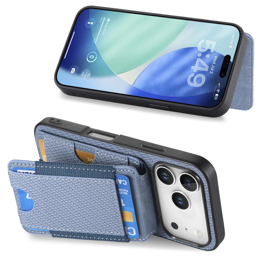 Для iPhone 17 Pro Чехол с держателем для карт, подставкой, кожаной задней крышкой