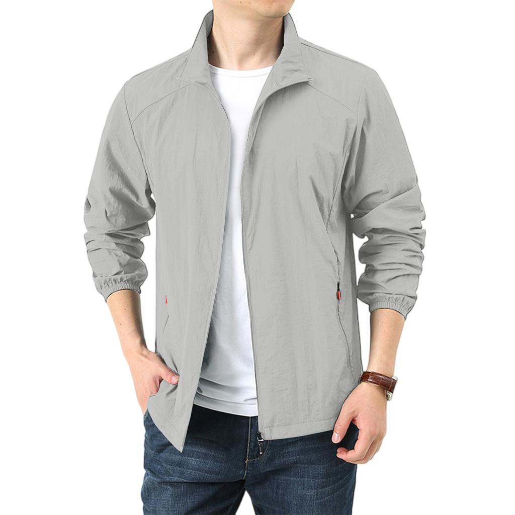 Мужская летняя легкая и однотонная уличная свободная одежда большого размера, защищающая от солнца, водонепроницаемая ветровка