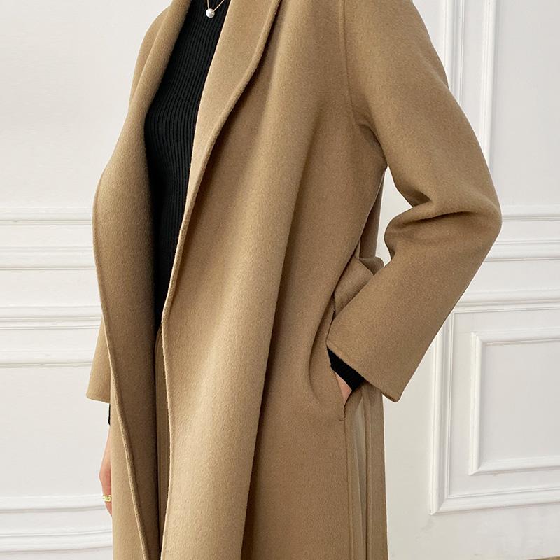 Женское пальто из 100% шерсти TIDENOVEL Осеннее шерстяное длинное пальто Ручной работы Пальто-бушлат Зимняя теплая шерстяная длинная куртка Пальто