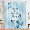 2pcs 2D flat printing Window Curtains Blue Butterfly Amazing Things Fabric Without Electricity Family Party Use for Wall art