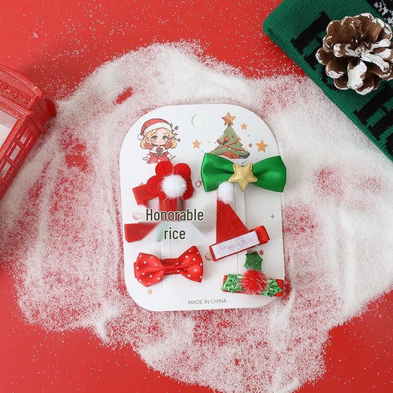 Рождественские заколки для волос для девочек 2024 - Праздничный бант и боковые аксессуары для детей