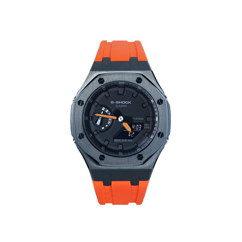 Casio Мужские часы с двойным дисплеем (жидкокристаллический/аналоговый) Серия Черные часы GA-2100-7A-