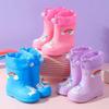Rainbow Horse Toddler Rain Boots with Warm Fleece Lining and Drawstring - Perfect for Kindergarten Kids