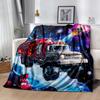 Various Car-patterned Mountain Bike Flannel Blankets - Soft and Suitable for Sofas, Beds, Offices, Travel, All Seasons, and Make A Great Holiday Gift.
