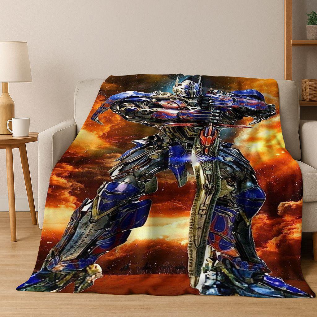 Cartoon T-Transformers Autobots Optimus Prime Flannel Blanket,Warm and Cozy Soft Throw Blanket for Home Bedroom Bed Sofa Cover