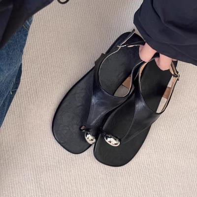 Версия из овчины~ ретро сандалии с плоской подошвой, металлическим носком-рукавом и пряжкой, женские новые шлепанцы, защищающие от натирания ног