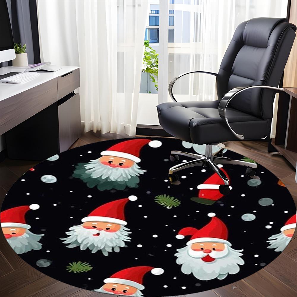 1pc Christmas Santa Claus Chair Carpet for Office Non-Slip,  Machine Washable Rug for Office, Room - Polyester, Machine Made yy251029237