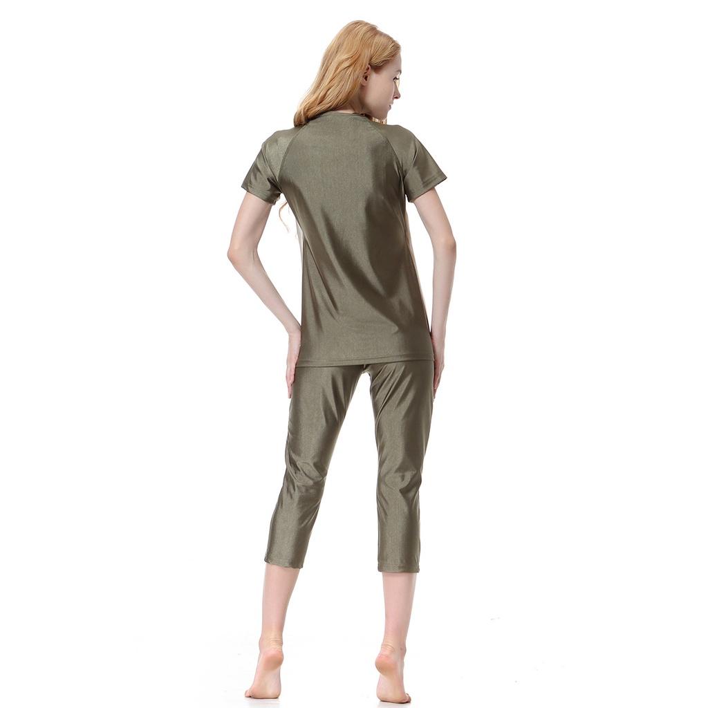 Women Muslim Bathing Suit With Cap S-XXXL Solid Color Muslimah Swimming Suit 3 Piece Swimwear Conservative High Elasticity Beachwear Plus Size