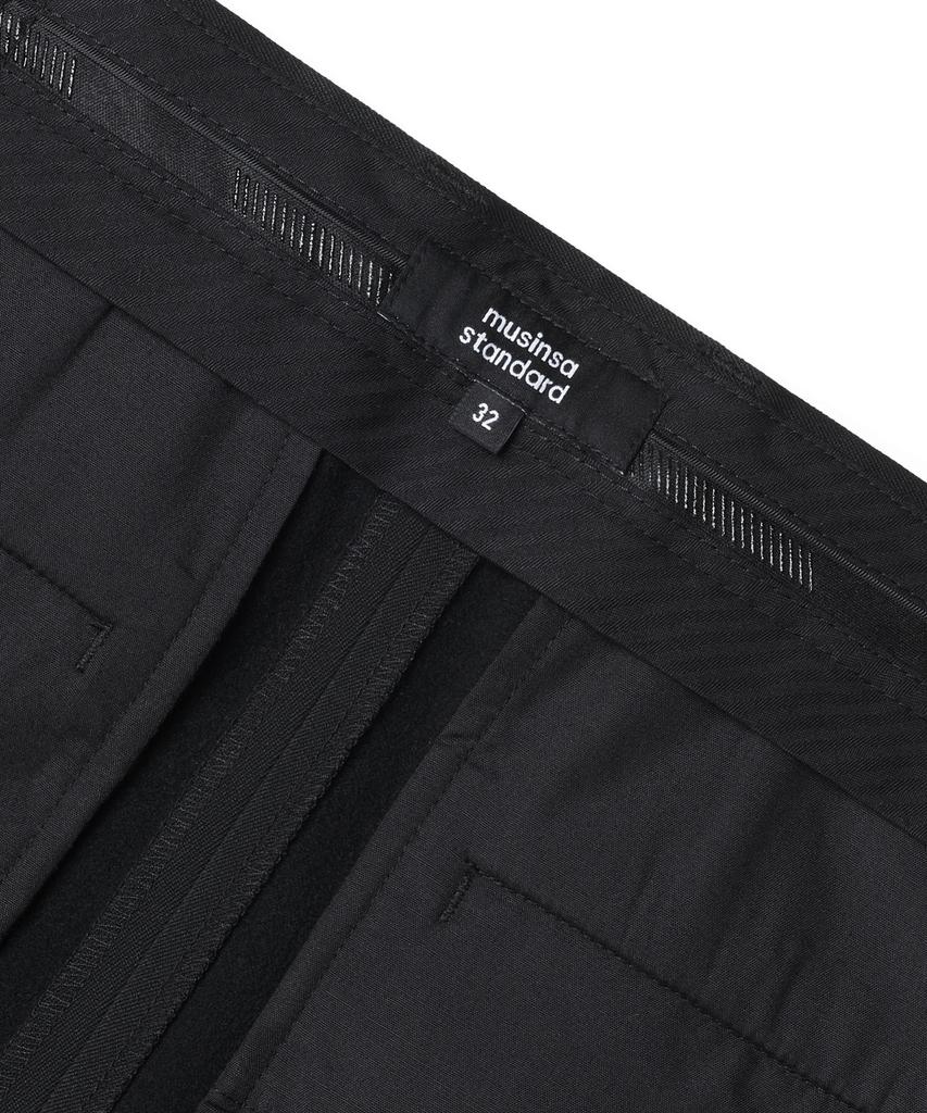 MUSINSA STANDARD Heavyweight Fleece-Lined Wide Hidden Elastic Waist Slacks [Black]