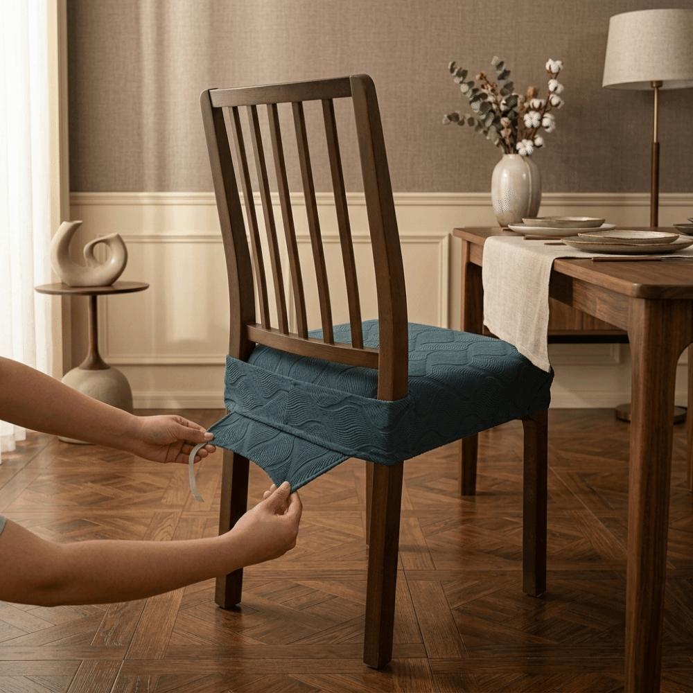 with Ties Seat Cushion Cover Non-Slip Seat Protector Stretchable Chair Slipcover Kitchen