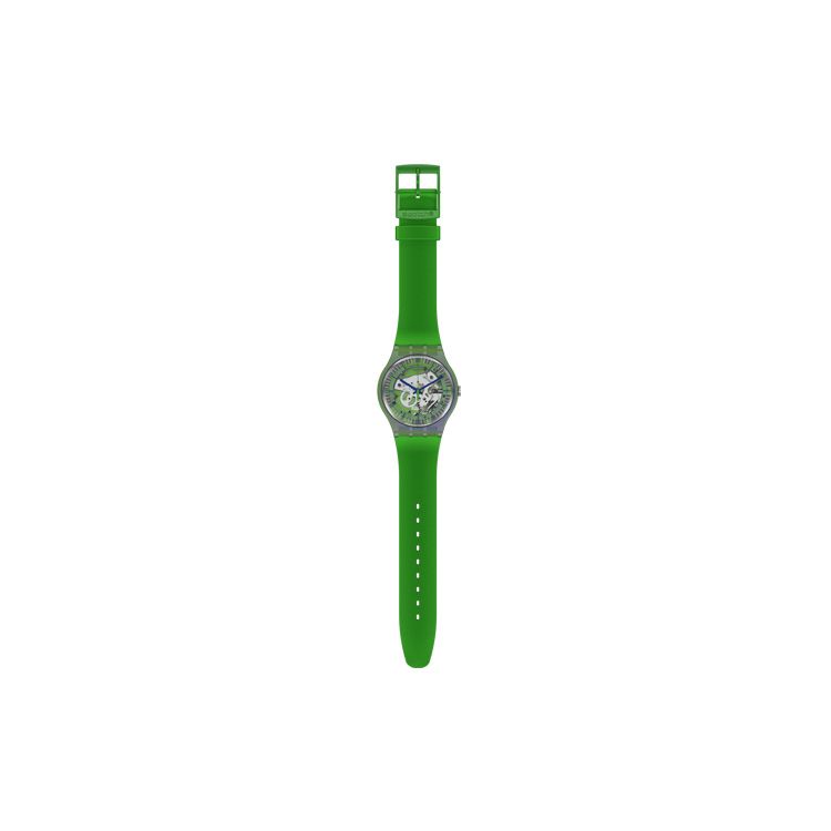 Swatch Quartz Movement Semi-Transparent Green Blue Hands Waterproof Casual Watch Unisex watches SUOM117