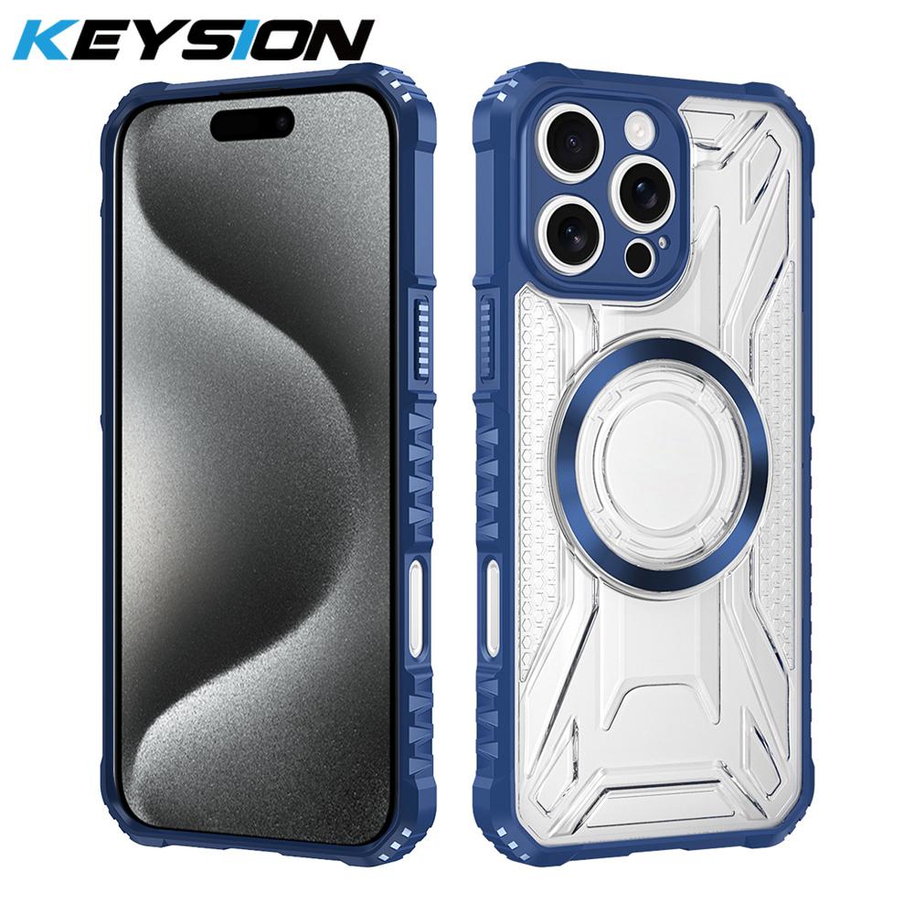 KEYSION Прозрачный магнитный чехол для MagSafe для iPhone 15 Pro Max 14 Plus Силикон+ПК Противоударный чехол для телефона для iPhone 13 Pro Max