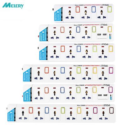 Удлинитель Сетевой фильтр Шнур Индивидуально переключаемые розетки Защита от перегрузки и скачков напряжения Универсальная вилка USB-розетки 2500 Вт Кабель 1,8 м