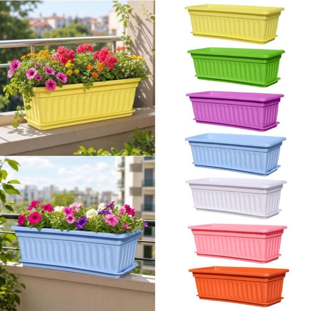 Plastic Garden Planter Colorful Vegetable Planting Container Quality Rectangular Flower Pot Patio