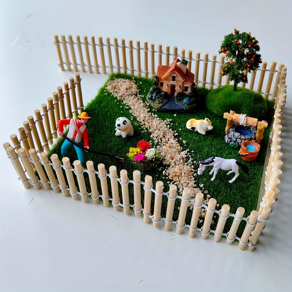 Мини-заборы 90 см, горшечные суккуленты, цветочные заборы, садовые украшения, заборы из мха, микроландшафтные украшения