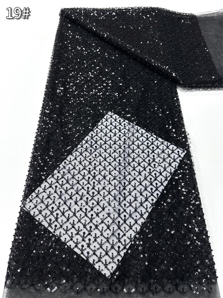 Небесно-голубое африканское кружево с пайетками 2025 Высококачественное кружево Вышивка Нигерийская сетка Ткань с бусинами Французское для свадебного платья