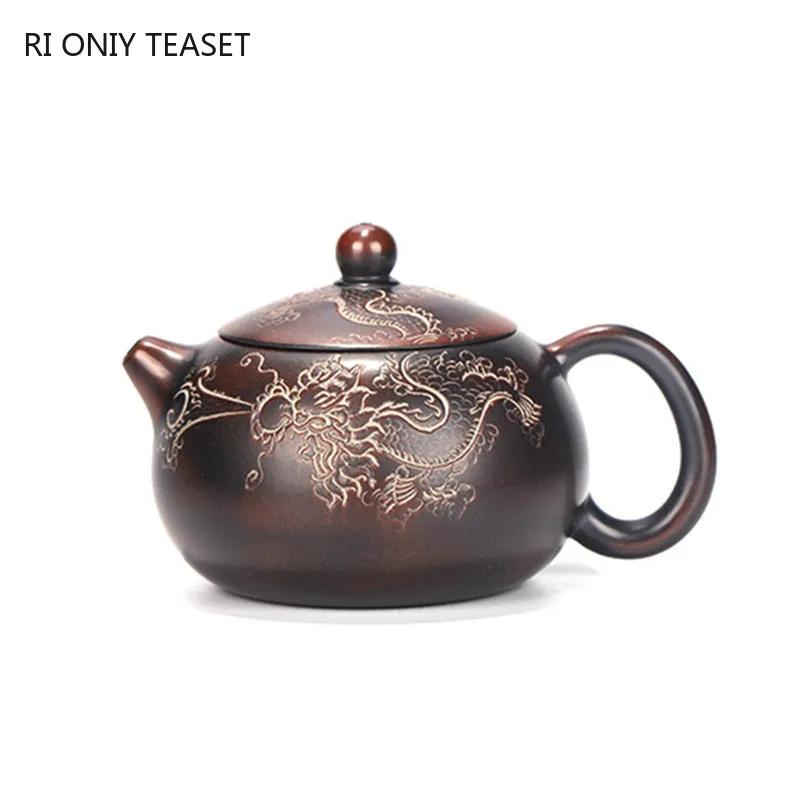 190 мл антикварный фильтр для заваривания в печи, подлинный исинский фиолетовый глиняный чайник с рисунком дракона, чайник Xishi, бытовая посуда для питья