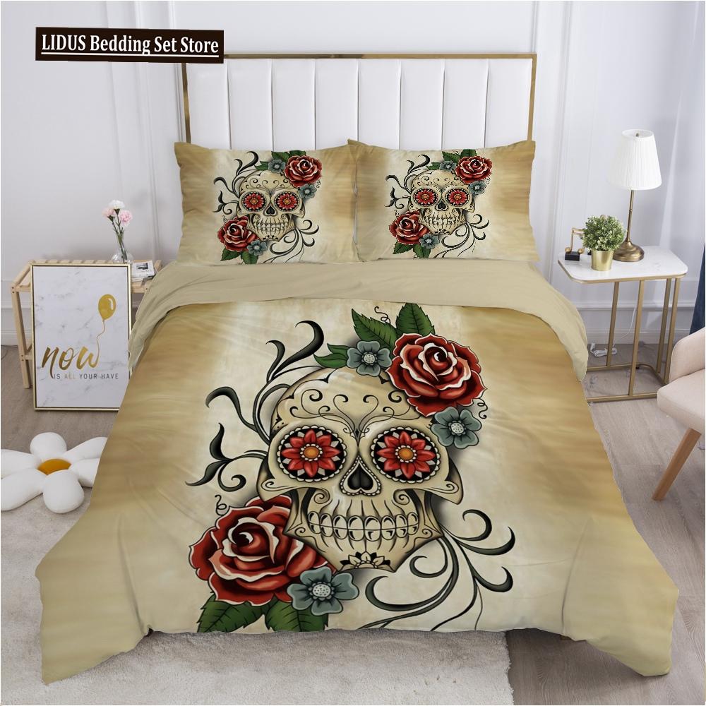 Комплект пододеяльника 3D Scream Horror Skull размера Queen, комплекты постельного белья Sugar Skull, одинарный, полуторный, полный, королевский, чехол для одеяла, декор для спальни