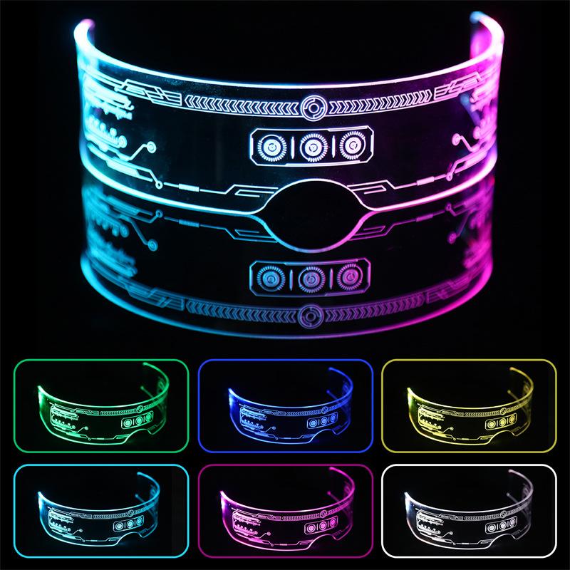 Киберпанк Футуристические Светящиеся LED Очки, Сотовые Разноцветные Светящиеся Очки, Техно Вечеринка Реквизит, Музыкальный Фестиваль Светящаяся Маска для Глаз Косплей Аксессуары