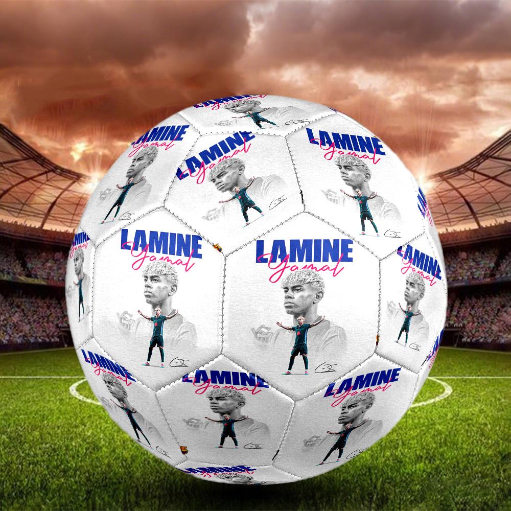 Lamine Yamal 19 Barcelona Player Celebration Size 5 Soccer Ball Machine-Stitched Indoor/Outdoor Universal Football Soccer Accessory