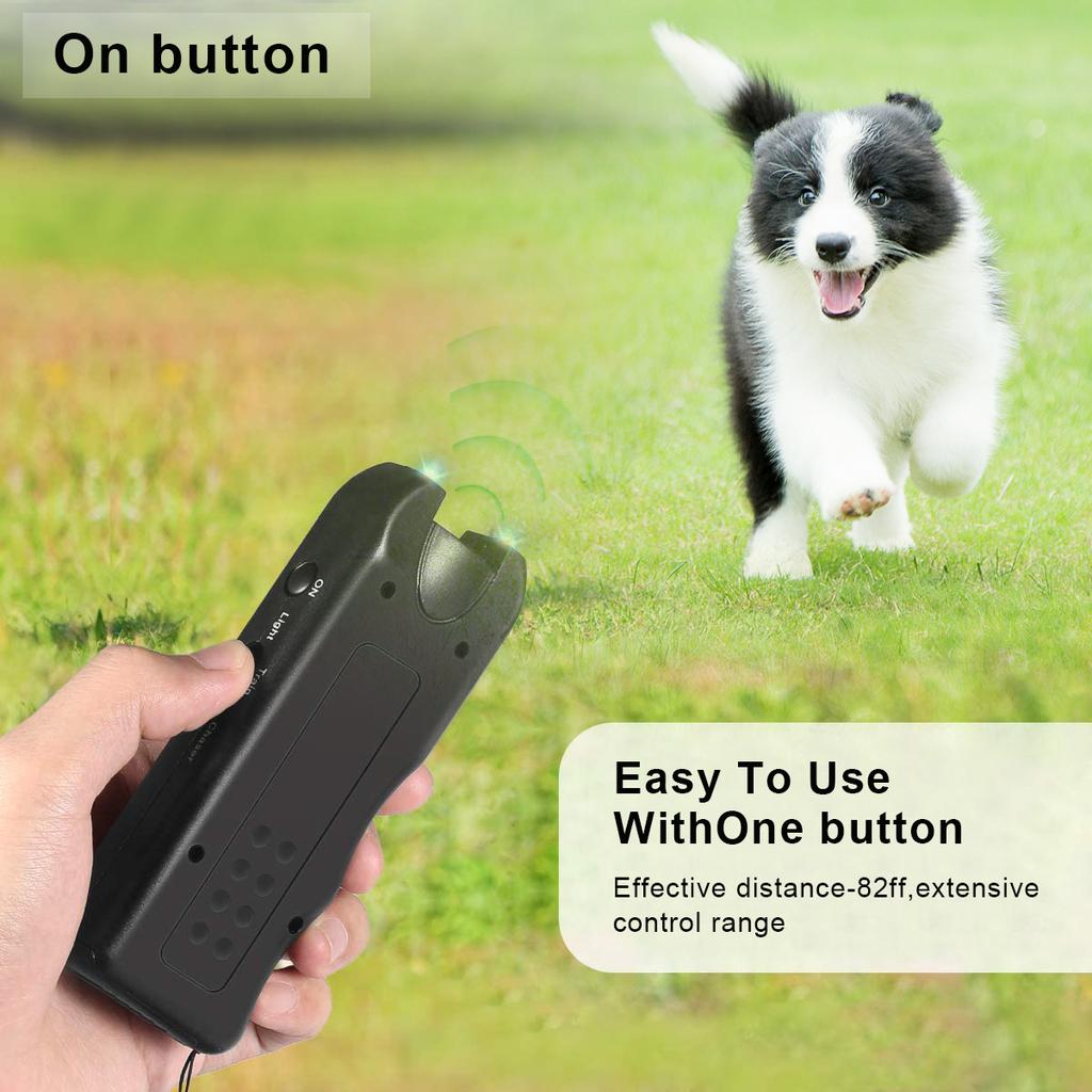 Ultrasonic Dog Repeller Pet Training Device Outdoor Deterrent Chaser Handheld Anti-barking Device with LED To Repel Cats & Dogs