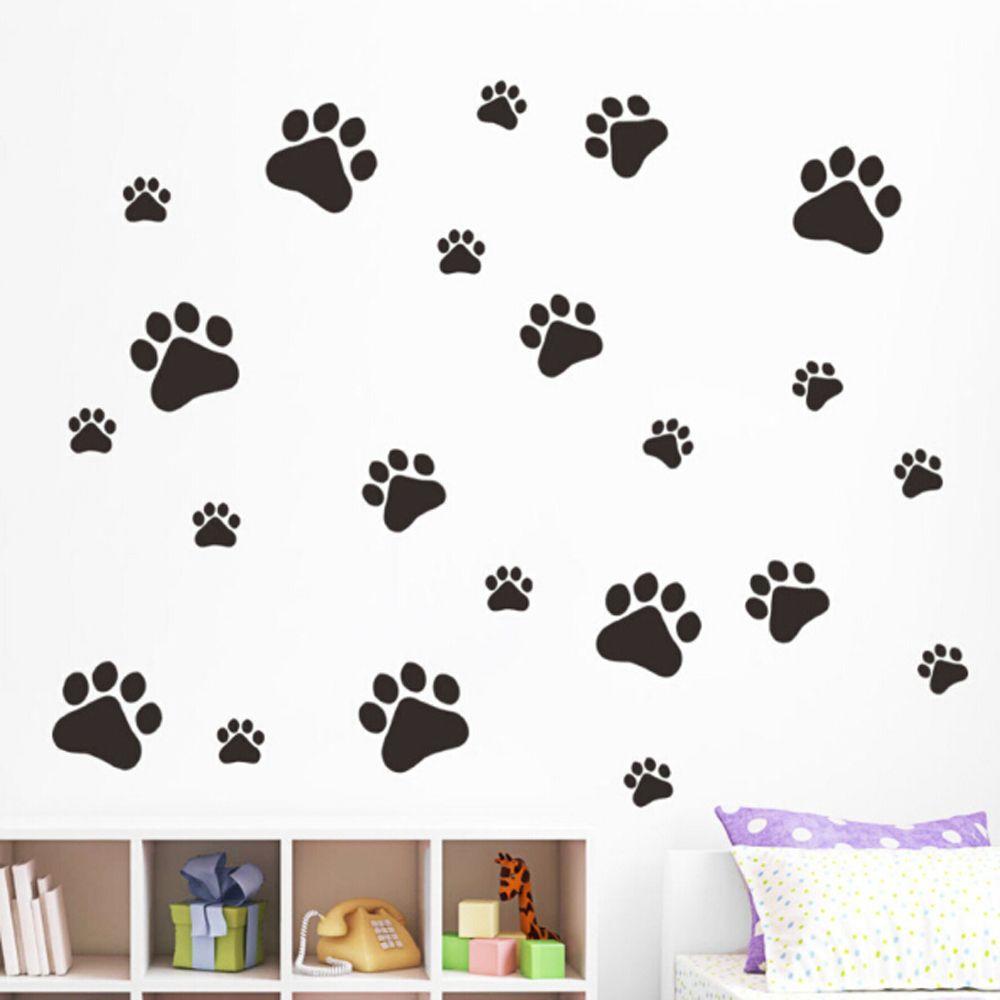 22Pcs/set Children's Room Removable Vinyl Wall Stickers Cat Dog Paws Home Mural Refrigerator Decal