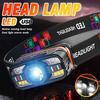 Светодиодный налобный фонарь с датчиком движения, перезаряжаемый, 6 режимов, портативный налобный фонарь, регулируемая головка лампы, для бега, кемпинга, барбекю, рыбалки, аварийного освещения
