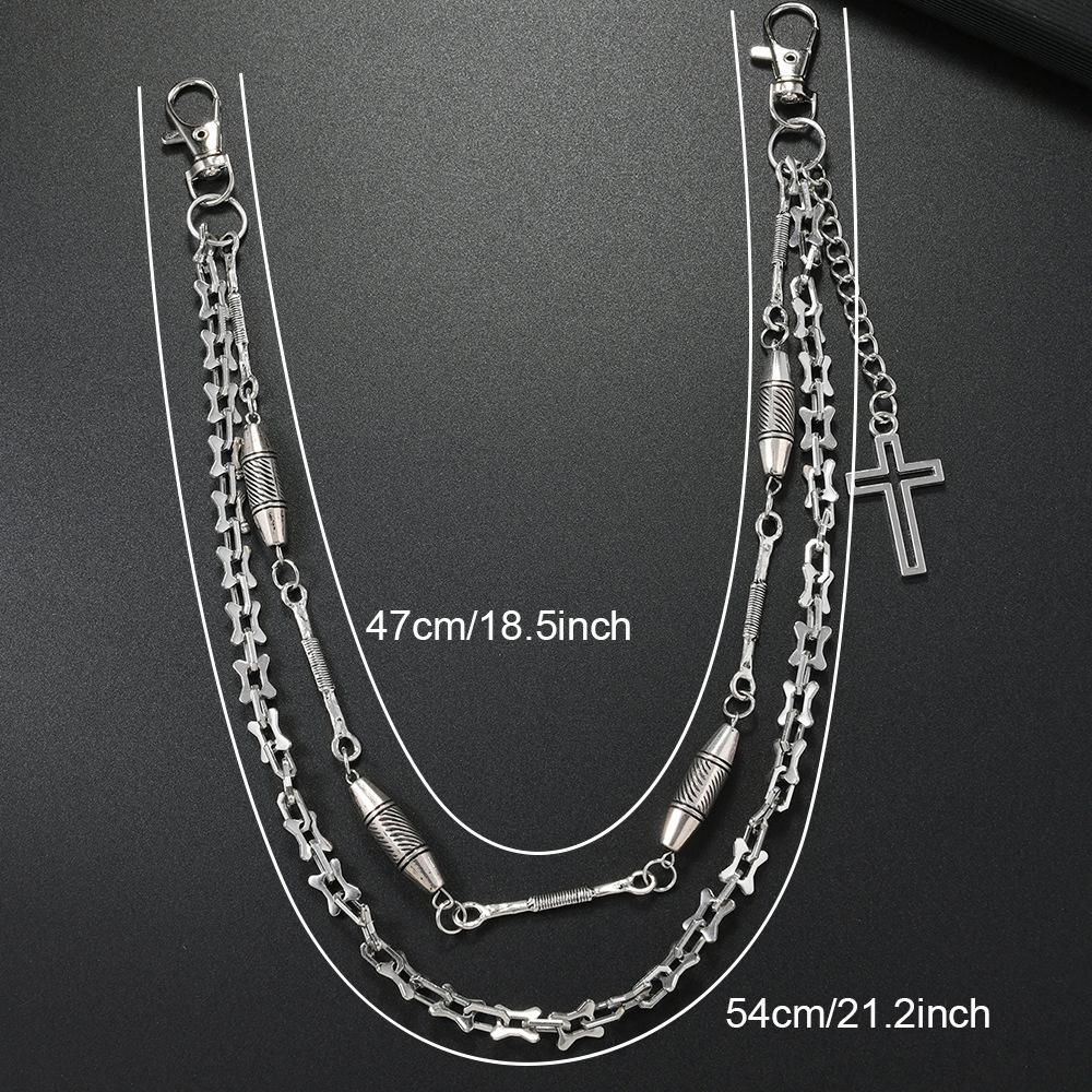 Punk Hip-Hop Metal Waist Chain & Pants Chain Cross Accessories Unisex Fashion Trend Double-Layer Design Decorative Body Chain