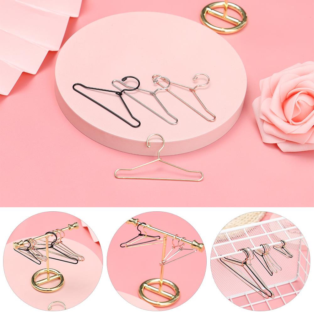 10pcs Multi-colors Cute 1/6 Doll Mini Hangers Dress Clothes Hanging Metal Doll Accessories