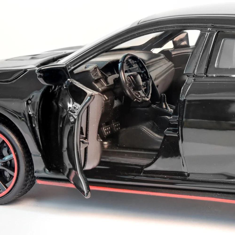 VZH5 1:Масштаб 32 Игрушечные машинки-модели Honda CIVIC TYPE-R из литого металла со звуком и светом Миниатюрные транспортные средства Подарки на день рождения для детей и взрослых