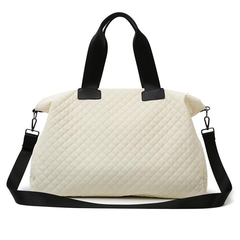 Женская стеганая дорожная сумка-даффл большой вместимости с ромбовидным узором, однотонная сумка для ночевки с несколькими карманами, женская сумка-тоут для отдыха
