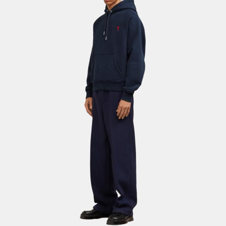 Ami Paris Ami De Coeur Hoodie Navy Men Streetwear USW205747-430