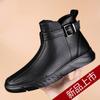 Кожаные ботинки мужские 2025 осень и зима новые бархатные теплые черные коровья кожа зимние ботинки бизнес челси мужские ботинки