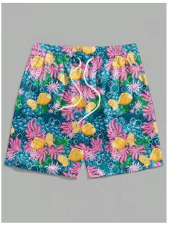 Men's Shorts 3D Hawaiian Plant Bath Swimsuit, Quick Dry Beach Hawaiian Men's Fashion Shorts