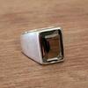 Emerald Cut Brown Smoky Quartz 925 Sterling Silver Ring Jewelry, Handmade Artisan Gift Ring