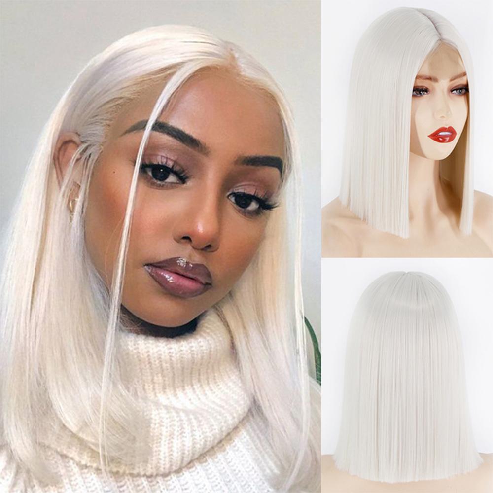 MISS WIG Женский короткий прямой парик боб без челки, парик спереди, синтетическое волокно, цвет красного вина, прямой парик до плеч