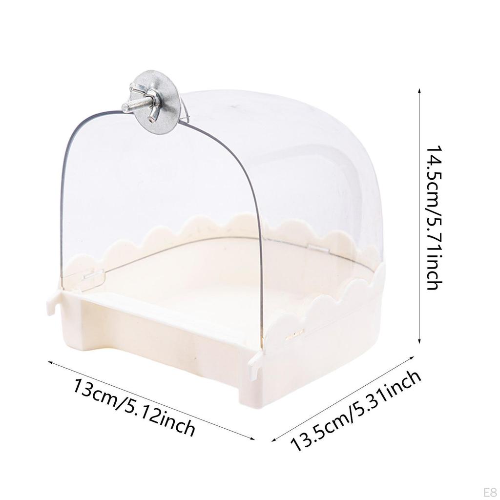 Bird Bath Bathtub Hanging Food Tray Shower Caged Parrot Bathing Tub for Budgerigar Finch