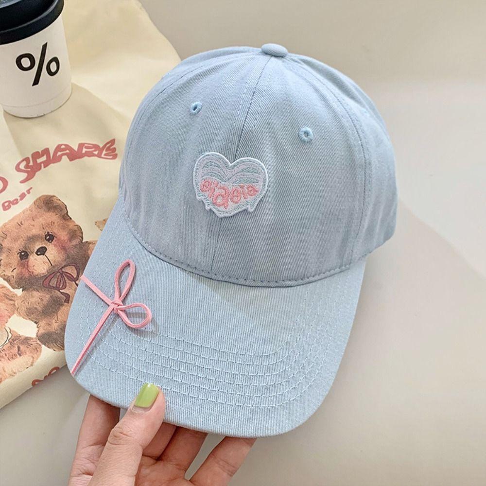 Embroidery Love Heart Baseball Cap Cotton Peaked Cap Sweet Sun Hat Sports