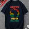 Juneteenth Freeish Since 1865 Africa Map Retro Sunset Graphic TShirt African American Pride Casual Tee Cotton Top Gift Apparel