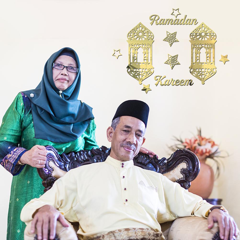 Акриловые зеркальные настенные наклейки Ид Мубарак Самоклеящиеся настенные наклейки Украшения для праздника Рамадан