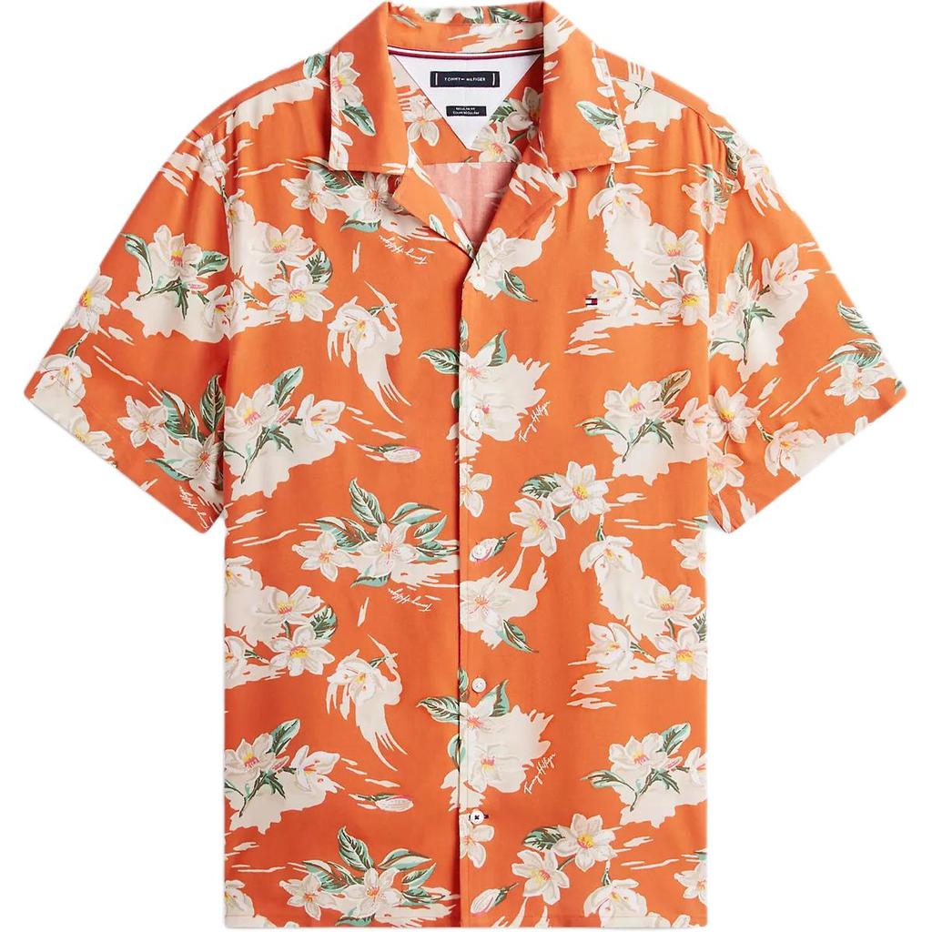 Tommy Hilfiger Breathable Comfortable Floral Single-Breasted Short Sleeve Shirt Men shirts XM07833-SCX